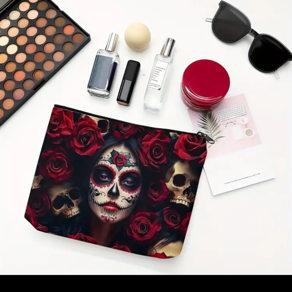 6/$25 Day of the Dead Themed Cosmetic Bag - Picture 2 of 4